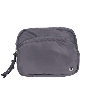 Square Double Zip Waist Bag/Sling Dark Gray