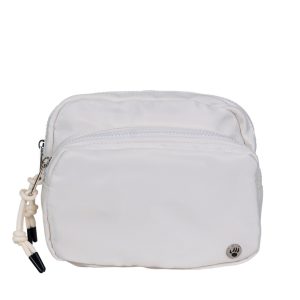 Square Double Zip Waist Bag/Sling Ivory